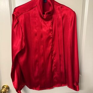 Elegant Red Satin Blouse